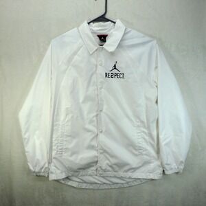 Nike Air Jordan Full Zip Training Coaches Jacket XL White Snaps RE2PECT